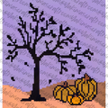 Fall tree with pumpkins Cross stitch pattern